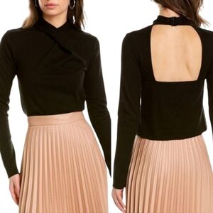 Vince Black Draped Twist Neck Long Sleeve Top - Size XL